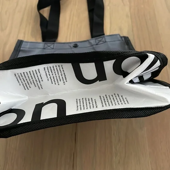 3 for $15! Lululemon Shopping Bag Black and White logo Smallest Size Tote - Picture 3 of 3